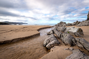 Seascape. Rocky beach in Malin Well. Donegal. Ireland.	