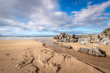 Fototapeta na wymiar Seascape. Rocky beach in Malin Well. Donegal. Ireland. 