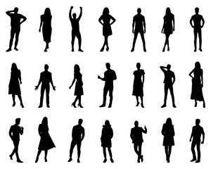 Business people silhouette collection. Set silhouettes of people working group. Silhouettes of business people