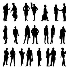 Business people silhouette collection. Set silhouettes of people working group. Silhouettes of business people