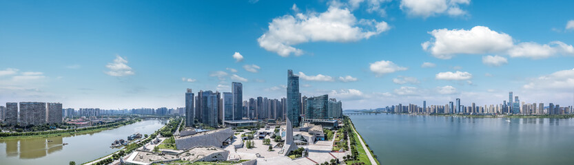 Fototapeta na wymiar Aviation photography of the urban architectural skyline in Changsha, China