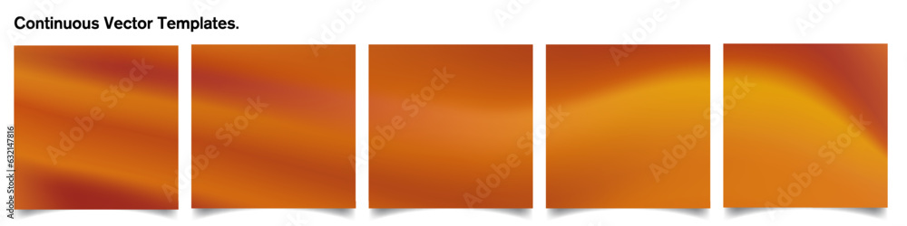 Poster set of continuous social media templates and layout, smooth liquid gradient concept. five gradient b