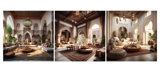 Fototapeta na wymiar colors moroccan living room interior design