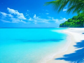 Fototapeta na wymiar Beautiful Blue Beach and Summer Lovely Sea, Holiday