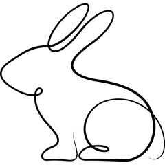 bunny one line drawing calligraphy stylised for decoration, website, web, mobile app, printing, banner, logo, poster design, etc.