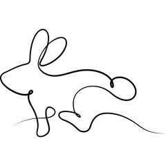 rabbit running aesthetic line continuous drawing for decoration, website, web, mobile app, printing, banner, logo, poster design, etc.
