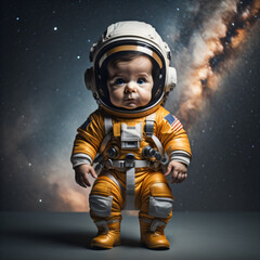 Baby Astronaut in Space Galaxy