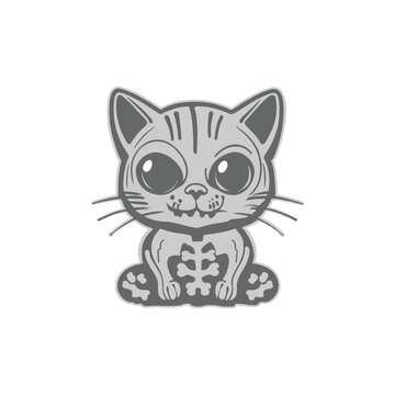 cat vector Halloween kitten skull bone skeleton symbol cartoon logo design