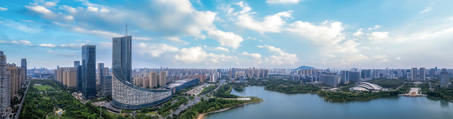 Fototapeta premium Aerospace China Hefei Swan Lakeside Cities Architecture Skyrim