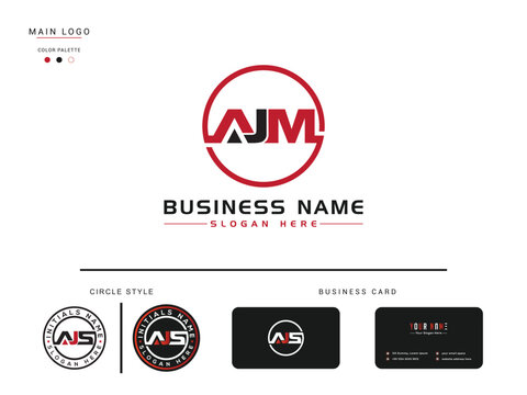 Creative Circle AJM Logo Icon, Monogram ajm Royal Logo Letter Vector image