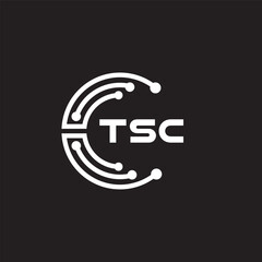 TSC letter technology logo design on black background. TSC creative initials letter IT logo concept. TSC setting shape design
