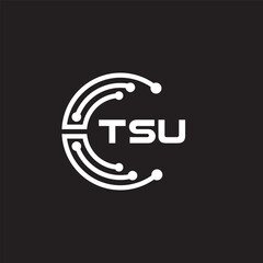 TSU letter technology logo design on black background. TSU creative initials letter IT logo concept. TSU setting shape design
