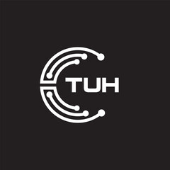TUH letter technology logo design on black background. TUH creative initials letter IT logo concept. TUH setting shape design
