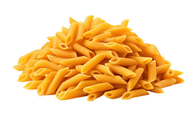 Penne rigate pasta isolated on transparent background. PNG file, cut out