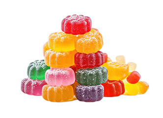 Colourful jelly candies isolated on transparent background. PNG file, cut out