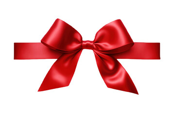 Fototapeta premium Red ribbon with bow isolated on transparent background. PNG file, cut out