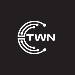 TWN letter technology logo design on black background. TWN creative initials letter IT logo concept. TWN setting shape design
