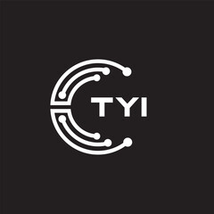 TYI letter technology logo design on black background. TYI creative initials letter IT logo concept. TYI setting shape design
