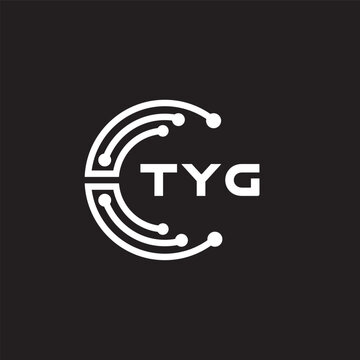 TYG letter technology logo design on black background. TYG creative initials letter IT logo concept. TYG setting shape design
