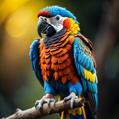 A Full Vibrant Colored Parrot in the Wild