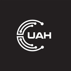 UAH letter technology logo design on black background. UAH creative initials letter IT logo concept. UAH setting shape design
