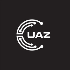 UAZ letter technology logo design on black background. UAZ creative initials letter IT logo concept. UAZ setting shape design
