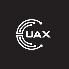 UAX letter technology logo design on black background. UAX creative initials letter IT logo concept. UAX setting shape design
