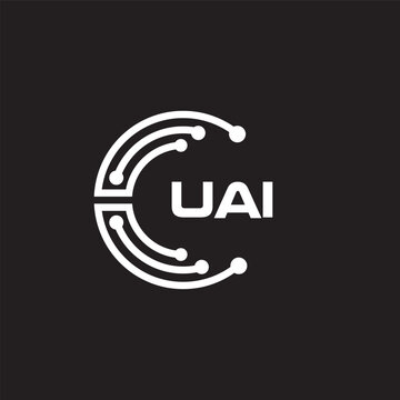UAI letter technology logo design on black background. UAI creative initials letter IT logo concept. UAI setting shape design
