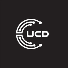UCD letter technology logo design on black background. UCD creative initials letter IT logo concept. UCD setting shape design
