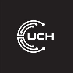 UCH letter technology logo design on black background. UCH creative initials letter IT logo concept. UCH setting shape design
