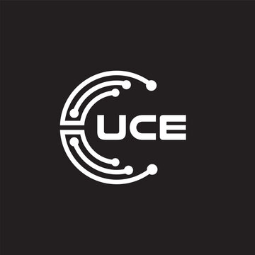 UCE letter technology logo design on black background. UCE creative initials letter IT logo concept. UCE setting shape design
