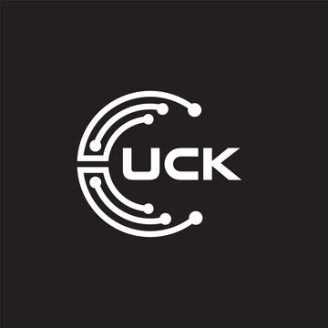 UCK letter technology logo design on black background. UCK creative initials letter IT logo concept. UCK setting shape design
