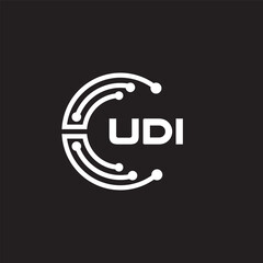 UDI letter technology logo design on black background. UDI creative initials letter IT logo concept. UDI setting shape design
