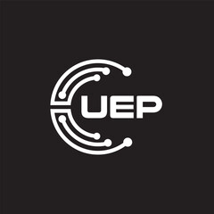 UEP letter technology logo design on black background. UEP creative initials letter IT logo concept. UEP setting shape design
