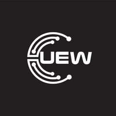 UEW letter technology logo design on black background. UEW creative initials letter IT logo concept. UEW setting shape design
