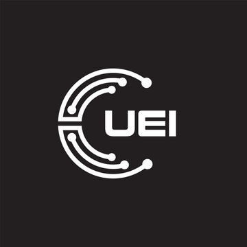 UEI letter technology logo design on black background. UEI creative initials letter IT logo concept. UEI setting shape design
