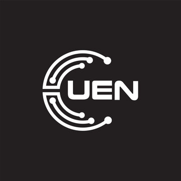 UEN letter technology logo design on black background. UEN creative initials letter IT logo concept. UEN setting shape design
