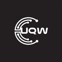 Obraz premium UQWletter technology logo design on black background. UQWcreative initials letter IT logo concept. UQWsetting shape design 