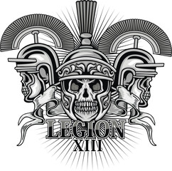 skull in roman helmet, grunge vintage design t shirts