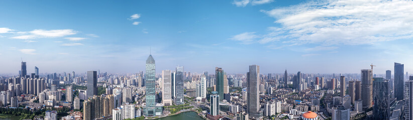 Obraz premium Aerial photography of modern architectural landscape in Wuhan CBD, China