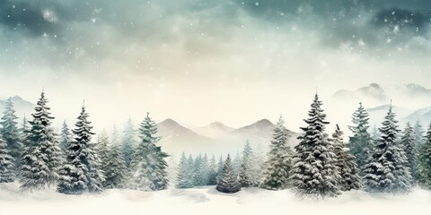 Fototapeta na wymiar AI Generated. AI Generative. Merry christmas xmas new year winter holiday forest landscape. Graphic Art