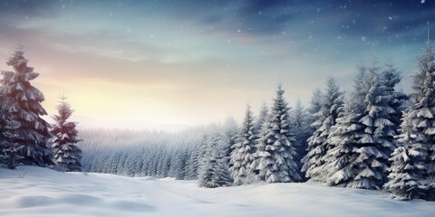 AI Generated. AI Generative. Merry christmas xmas new year winter holiday forest landscape. Graphic Art