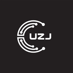 UZJletter technology logo design on black background. UZJcreative initials letter IT logo concept. UZJsetting shape design
