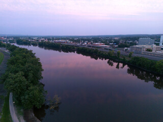 Connecticut River in Hartford Connecticut at Sunset