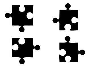 Set of puzzle pieces vector art