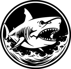 Fototapeta premium Shark | Black and White Vector illustration