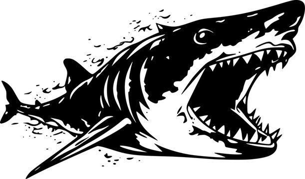 Shark | Black and White Vector illustration