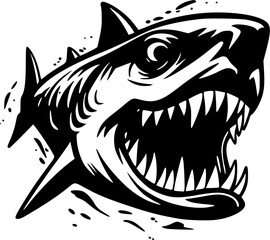 Shark | Black and White Vector illustration