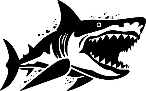 recommend clip art: Shark - Black and White Isolated Icon - Vector illustration