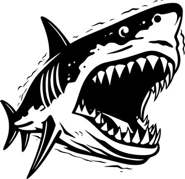 recommend clip art: Shark | Black and White Vector illustration